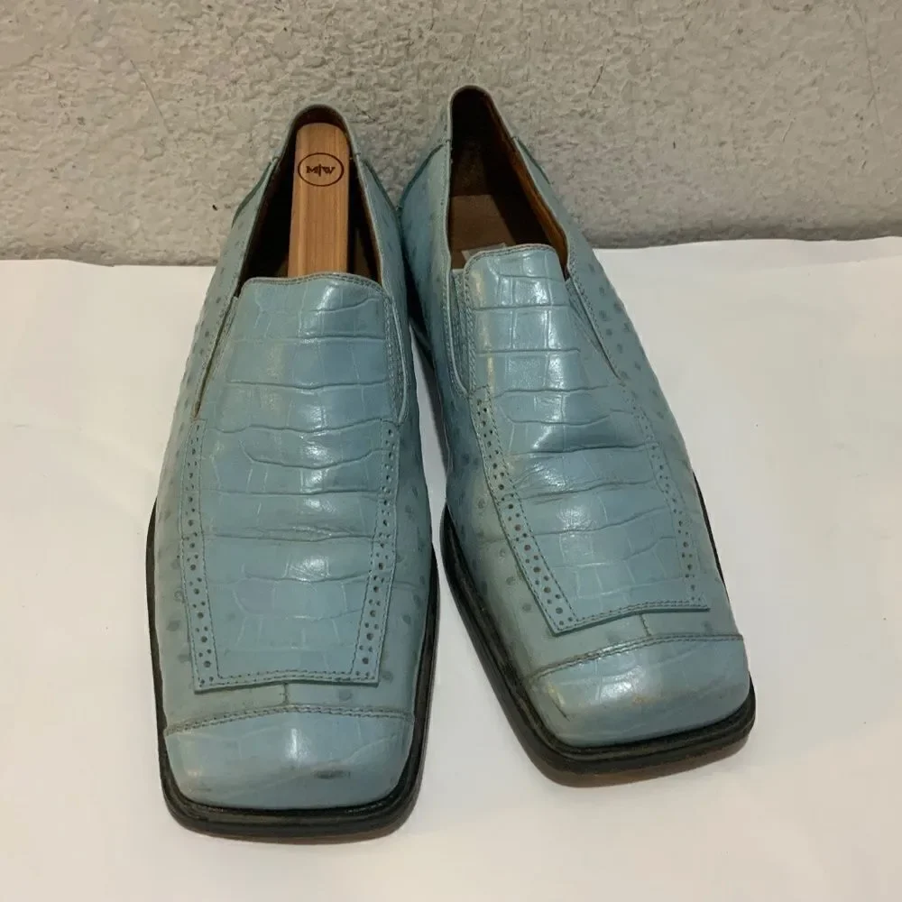Fratelli Loafers Mens Size 9 Leather Slip On blue Square Toe Dress Shoes